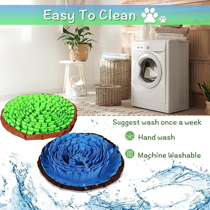 Snuffle Mat for Dogs, 2 PCE Dog Snuffle Mat Adjustable Size Encourages Natural Foraging Skills for Cat and Rabbit or Other Pet