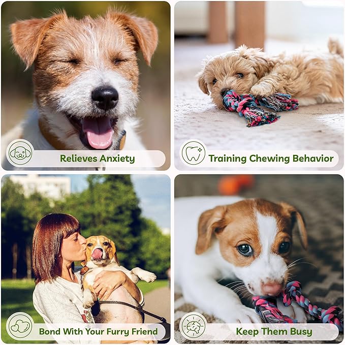 SHARLOVY Puppy Rope Toy, Dog Rope Toy for Small Dogs, Puppy Teething Toys, Cotton Interactive Tug of War Dog Toy for Puppies Boredom, Dog Chew Toys for Aggressive Chewers Small Breed