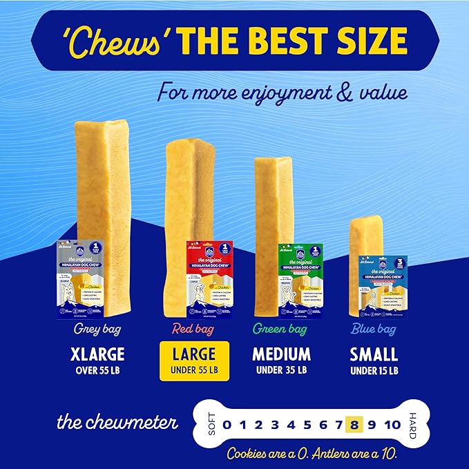 Himalayan Chew Original Yak Cheese Chew, Chicken, 1 Large Stick, 3.3 oz, Gluten Free, Healthy Treats, Grain & Lactose Free 100% Natural, Long Lasting Chews for s Under 55 lbs