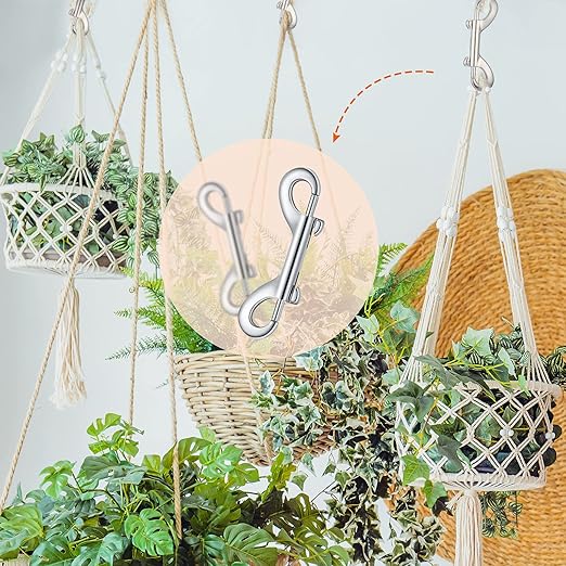 Hotop 20 Pcs 3.5 Inch Double Ended Bolt Snaps Hooks Zinc Alloy Trigger Chain Metal Clips Key Holder for Linking Key Chain Dog Leash Collar Pet Sling Feed Buckets(Silver)