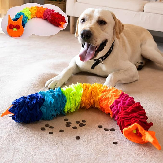 Snuffle Ball Rainbow Snuffle Snake Puzzle Toy for Dogs Puppy Treat Dispensing Toys Foraging Snuffle Mat Interactive Slow Feeder Dog Toys for Any Size