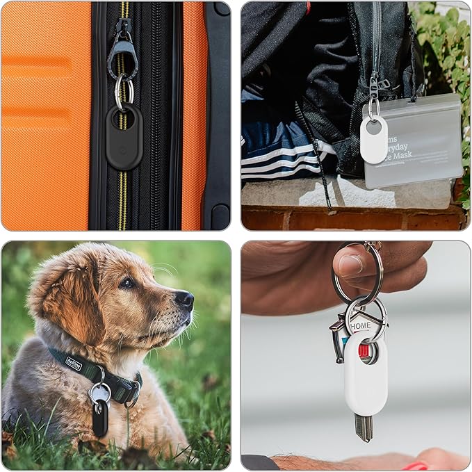 for Samsung SmartTag2 Case, [4 Pack] Silicone Holder for Galaxy Smart tag 2 Keychain Full Body Shockproof, Anti-Scratch for Backpacks, Car Keys, Dog Collars, 2Black/2White