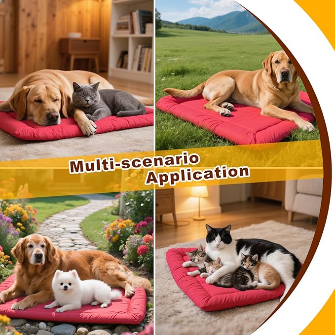 Foldable Waterproof Outdoor Dog Bed – Portable Travel Mat for Camping, Machine Washable Pet Bed for Small to Medium Dogs, Indoor & Outdoor Use(Red)