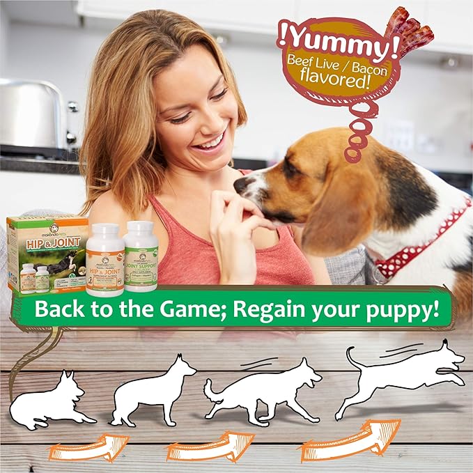 Hip and Joint Supplement for Dogs with Chondroitin, Collagen, Turmeric, Glucosamine and MSM - Dog Arthritis Supplement. Joint Supplement Large Breed and Small. (120 Tabs)