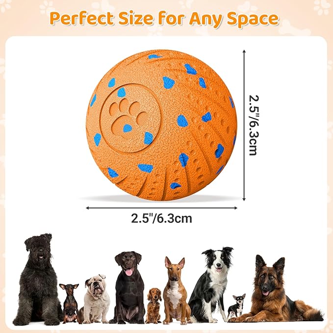 Self-Moving Dog Ball Interactive Dog Toy with Automatic Rolling, Bouncing & Vibration to Keep Dogs Entertained Chew-Proof & Waterproof for Small/Medium Breeds, O18-Orange