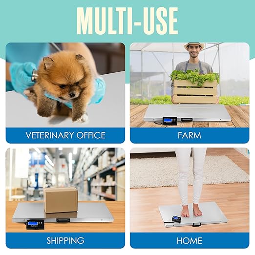 Houseables Dog Scale, Pet Scale, For Large Breed, 440 LB, For Livestock, Dog Weight, Animal, Veterinary, Sheep, Goat, Pig, Shipping, Packages, Weighing, Puppy, Vet, Heavy Duty, Digital, 41x21 Platform