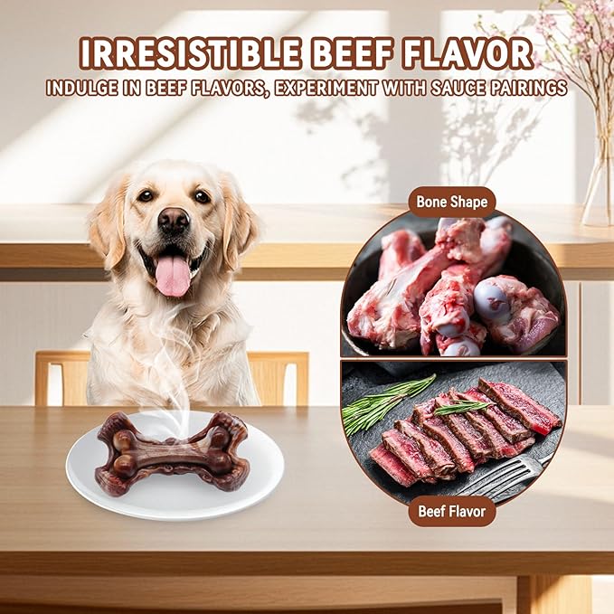 Magicorange Tough Dog Toys, Chew Toys for Aggressive Chewers, Dog Bone Toy Nylon Almost Indestructible Dogs Toy for Teeth Cleaning and Training (Brown)