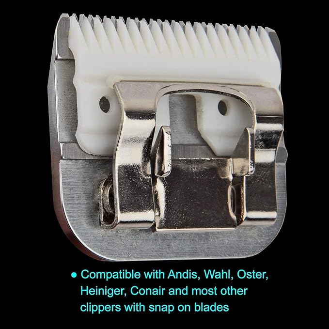 Detachable Ceramic Blade - Size 10 Blade 1/16", Made of High-Tech Ceramic Materials, Compatible with Most Andis, Oster, Wahl A5 Clippers