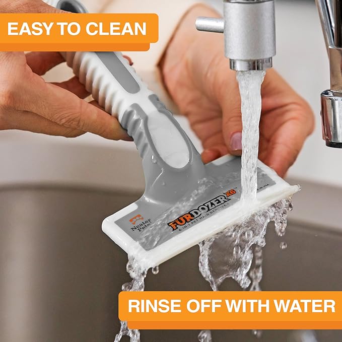 FurDozer X6 Pet Hair Remover & Auto Detailing Tool - Cat & Dog Hair Remover for Carpets, Car Interiors, Couches, Bedding, & Pet Furniture - Reusable Pet Hair Removal Tool for Fur & Lint (Grey, 2-Pack)