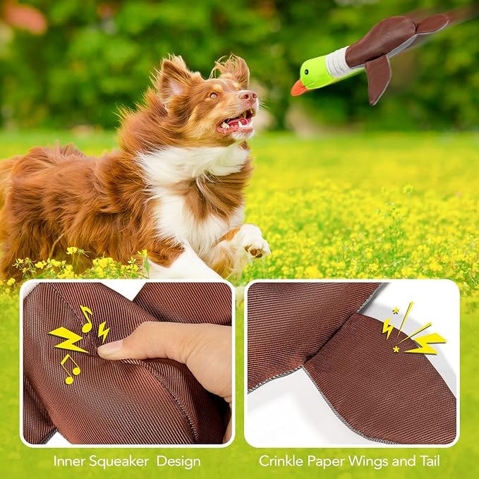Dog Plush Toy for Aggressive Chewer, Upgrade 10 Times Durablity Dogs Squeaky Toy, Though Large Stuffed Animal Dog Toys, Big Dogs Toys for Small, Medium, Large Breed(Duck)