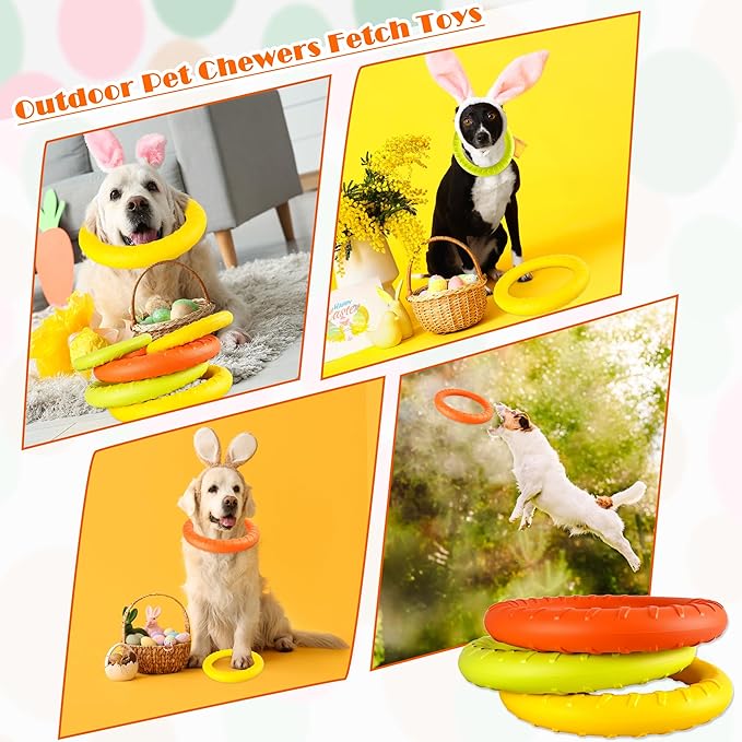 5 Pack Dog Training Ring Toys for Aggressive Chewers Medium Large Breeds Flying Disc Dog Floating Ring for Fetching Catching Throwing Teeth Cleaning Indestructible Pull Toy Outdoor (2 Size)