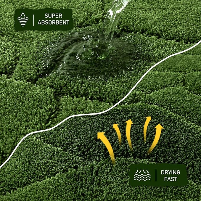 Large Dog Door Mat for Muddy Paws, 22x47 Absorbent Dirt Trapper Long Door Mat, Non-Slip Washable Mud Mat for Dogs, Polyester Microfiber Soft Pet Rug for Entryway, Mud Dog Paws, Patio (Forest Green)