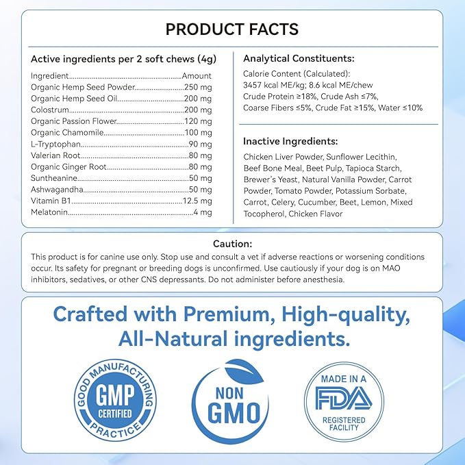 200 PCS Hemp Calming Chews for Dogs 200, Advanced Calming Treats for Dogs with Hemp Oil Melatonin Chamomile for Anxiety Relief, Separation, Stress Relief - Chicken Flavor