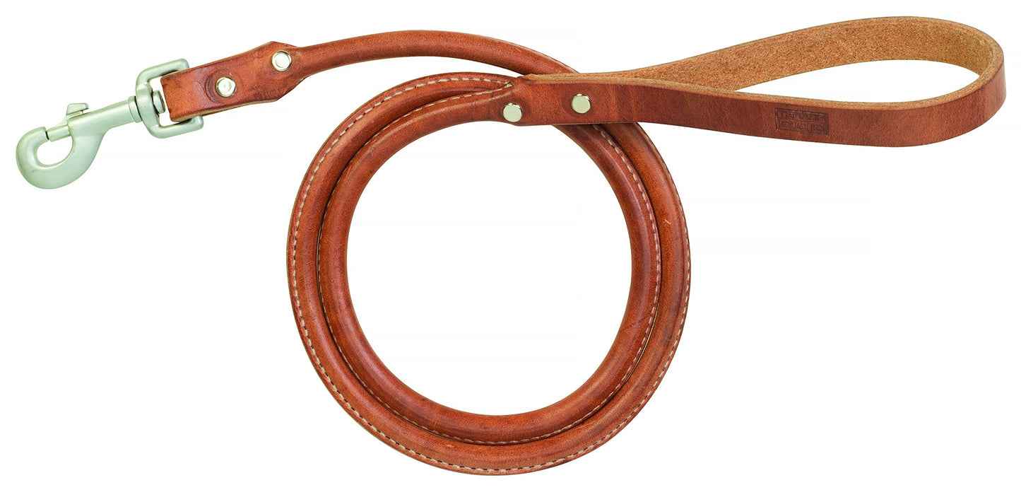 Harness Leather Rolled Dog Leash , 3/4" x 4'