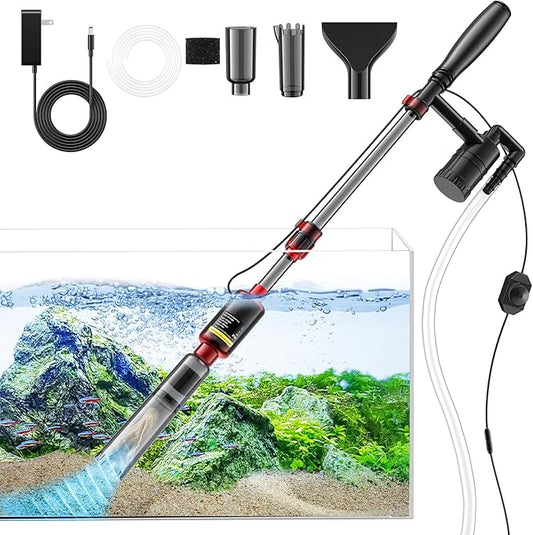 Fish Tank Cleaner - Aquarium Gravel Cleaner, 530GPH/32W Electric Fish Tank Cleaning Tools, Adjustable Water Flow Fish Tank Gravel Cleaner Vacuum, Aquarium Cleaner Kit for Water Changing, Water Shower