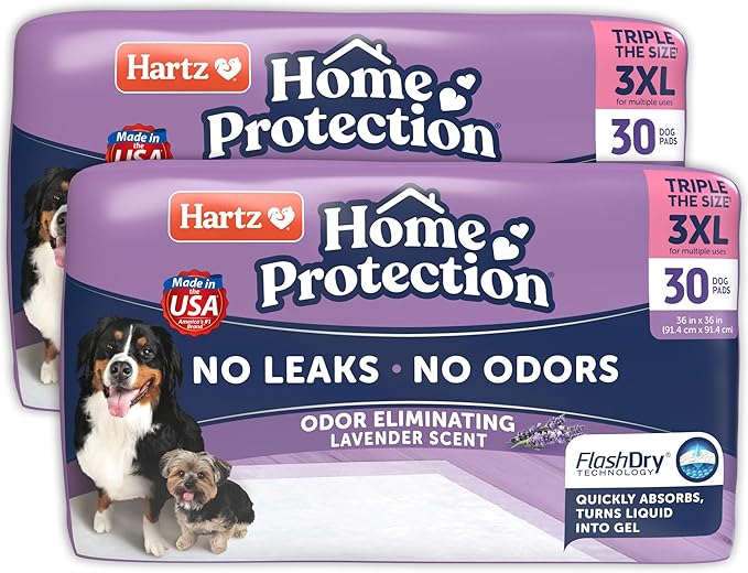 Hartz Home Protection Lavender Scented USA Made Dog Pads, 3XL 60 Count, Super Absorbent & Won't Leak, Odor Eliminating