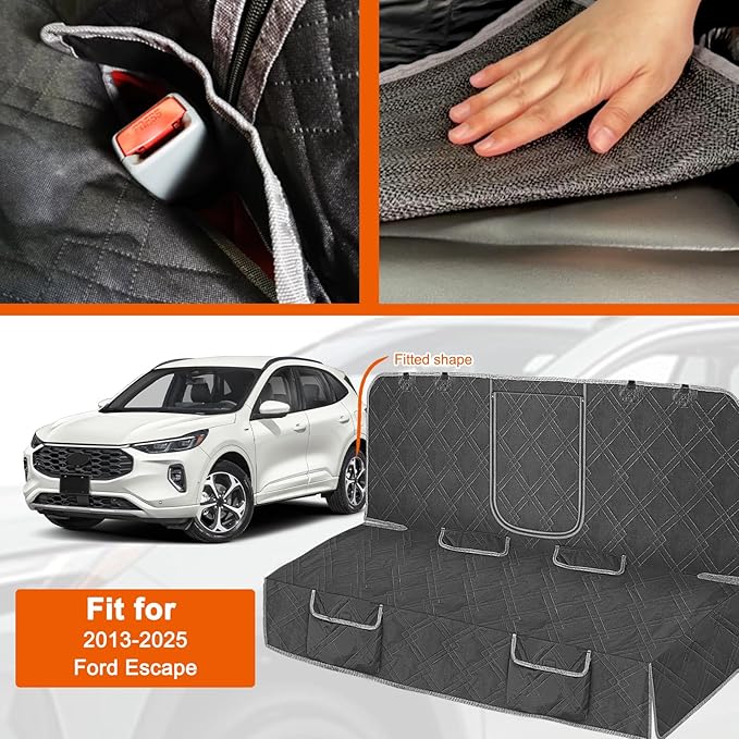 Dog Car Seat Cover Compatible with Ford Escape 2013-2025, Waterproof Pet Bench Seat Cover for Back Seat, 600D Heavy Duty Scratch Proof Nonslip Truck Seat Covers for Dogs