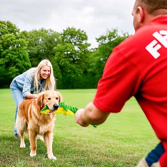 Squeaky Dog Toy No Stuffed Dog Toys,Green Shark Puppy Toys for Small Medium Large Breed pups Teething Interactive Toy to Keep Them Busy, Best Christmas Birthday Gift