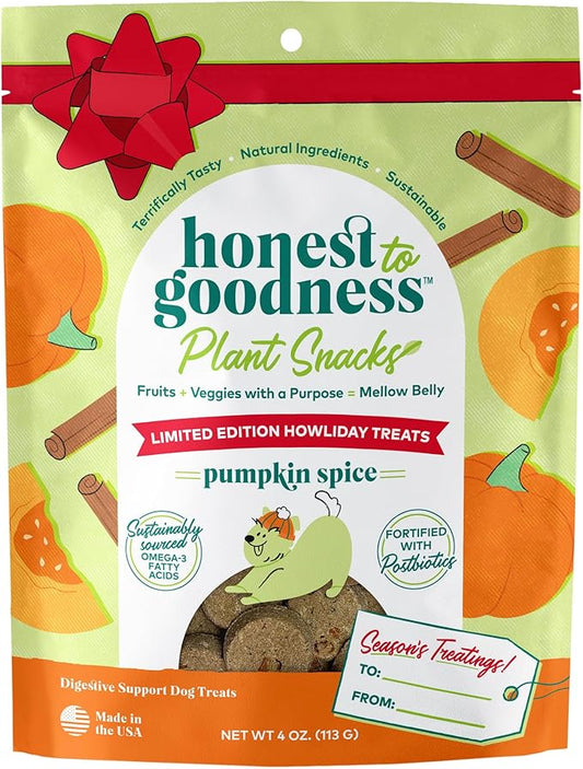Honest to Goodness Plant Snacks Limited Edition Holiday Pumpkin Spice Dog Treats, 4oz