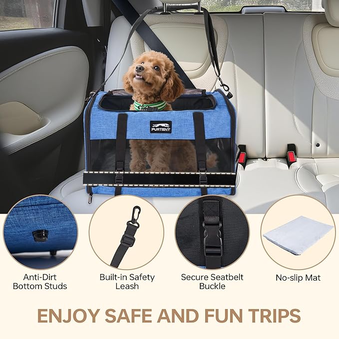 Large Cat/Dog Carrier up to 25 Pounds, Portable Soft Sided Pet Travel Carriers for Medium Big Cats and Puppy, Collapsible Puppy Crate Outdoor 20x13x13in, Dark Blue