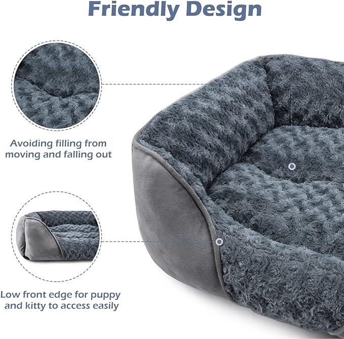 INVENHO Medium Dog Bed for Large Medium Small Dogs, Rectangle Washable Dog Bed, Orthopedic Dog Bed, Soft Calming Sleeping Puppy Bed Durable Pet Cuddler with Anti-Slip Bottom M(25"x21"x8")