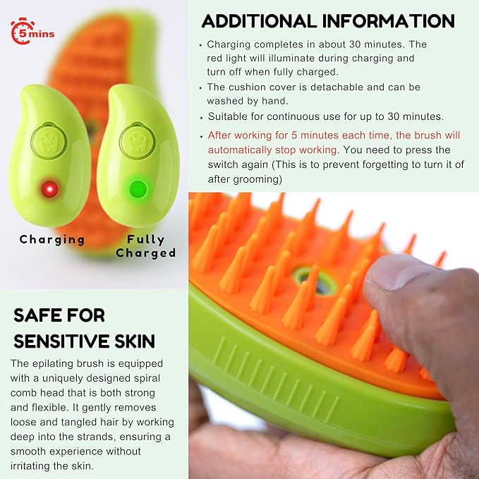 Cat Steam Brush for Shedding, Steamy Grooming Comb with Anti-Static Spray for Cats & Dogs, Gentle Defur Comb for Tangled & Loose Hair, Ergonomic Pet Mist Brush Design, Cepillo de Vapor para Gato Perro