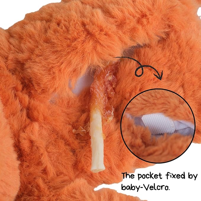 Stuffless Dog Toy, Interactive Dog Toys, Plush Puppy Squeaky Toy with Fox Design, Puppy Puzzle Toys Stress Release Game for Boredom, Crinkle Snuffle Puzzle for Small Medium and Large Dogs