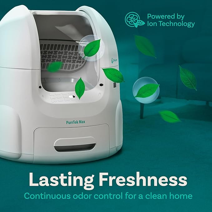 Self Cleaning Automatic Litter Box for Multi Cat - XL 65L Drum/Ultra Quiet 30-35dB Operation / 5 Safety Sensors/Easy App Control with Ultra Fast 5 GHz WiFi - Includes Ramp & 15 Litter Bags