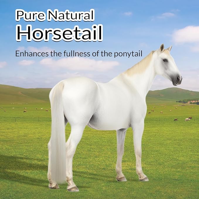 Horse Tail Extension with Braided Horsehair Loop, Blunt Cut Bottom, 3/8 lb, 28-30 inches (Pure White)