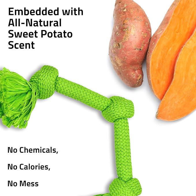 Playology Rope Toys for Dogs | Tug of War Dog Toy for Aggressive Chewers | Sweet Potato Scented Dog Toys | Jumbo Rope Toy for Interactive Play