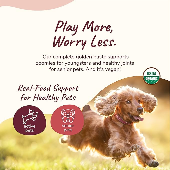 kin+kind Hip+Joint Supplement Dogs & Cats - Vet Formulated Natural Formula with Organic Turmeric, Black Pepper and Coconut- Made in USA - 4 oz (Medium)