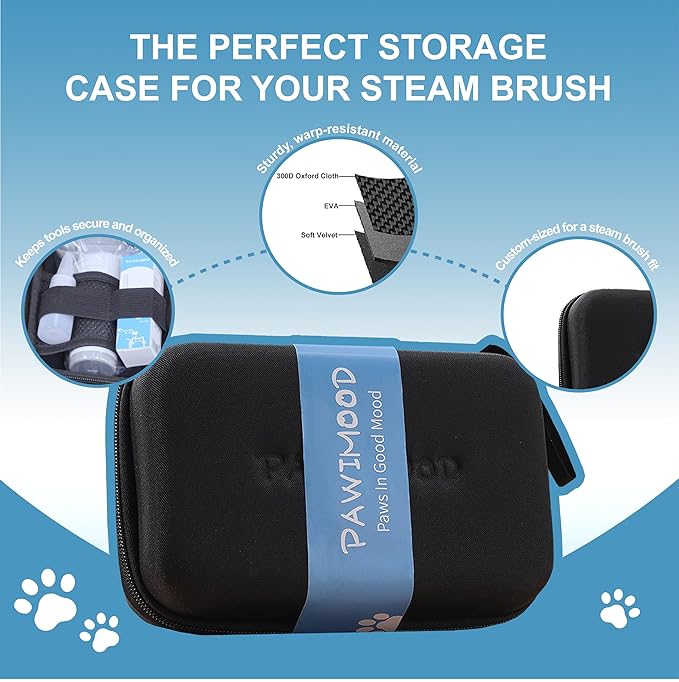 5 in 1 Pet Steam Brush for Dogs & Cats – Self Cleaning, 3 Pet Brush for Smoothing, Dematting, Thinning – Shedding, Grooming & Hair Removal, Includes Enssence & Storage Case