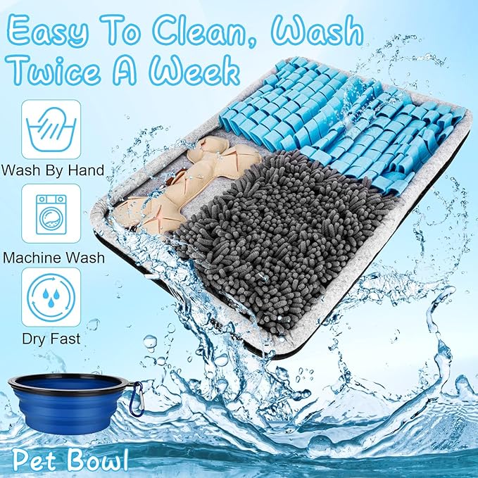 Snuffle Mat for Dogs, Interactive Feed Mat for Boredom, 17.3"×23.6" Pet Foraging Mat for Smell Training and Slow Eating with Stress Relief, Foraging Skills, Brain Stimulation (Solid Color)