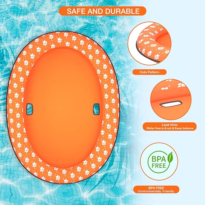 Pet Soft Dog Float Raft - Inflatable Dog Swimming Float for Summer (Orange)