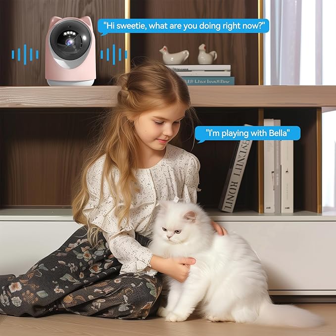 Indoor Camera, Cameras for Home Security,Home Cameras Indoor for Baby&Pet Monitoring,Night Vision,Smart Motion Tracking, Pan360° & Tilt 180°, 3MP Wi-Fi Two-Way Audio （Pink