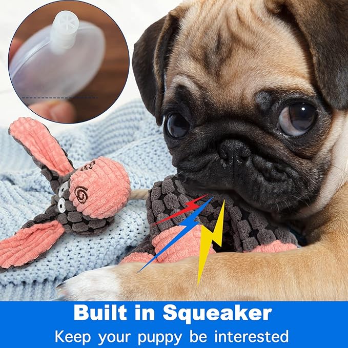 LWBMG Squeaky Dog Toys for Puppy, 3 Pack Stuffed Animal Plush Dog Toys with Squeakers, Cute Dog Toys for Teething, Dog Chew Toys for Small Medium Large Dogs