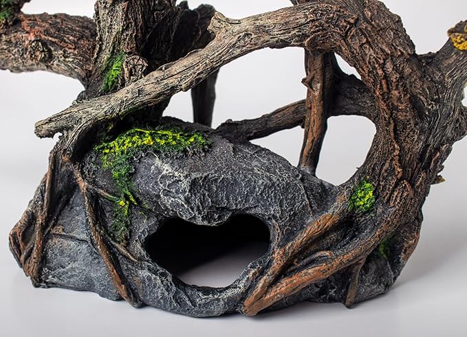Fish Tank Decorations Aquarium Décor Resin Artificial Tree Trunk Root (A)