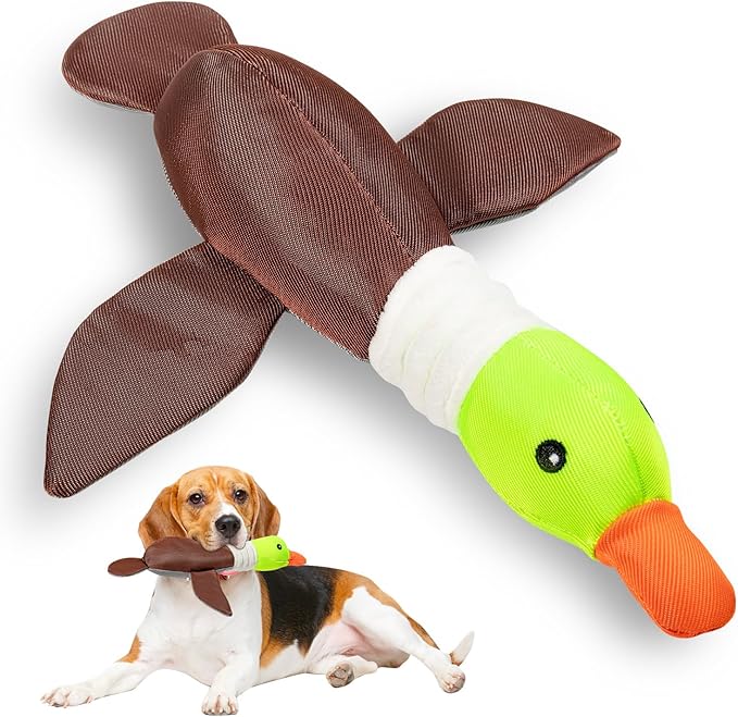 Dog Plush Toy for Aggressive Chewer, Upgrade 10 Times Durablity Dogs Squeaky Toy, Though Large Stuffed Animal Dog Toys, Big Dogs Toys for Small, Medium, Large Breed(Duck)