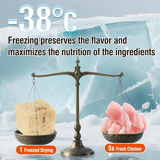 Freeze-Dried Chicken Cat Treats, Chicken Cube Snacks with Cranberry for Pets, High Protein Chickens Dog Treat Bite-Sized Pieces