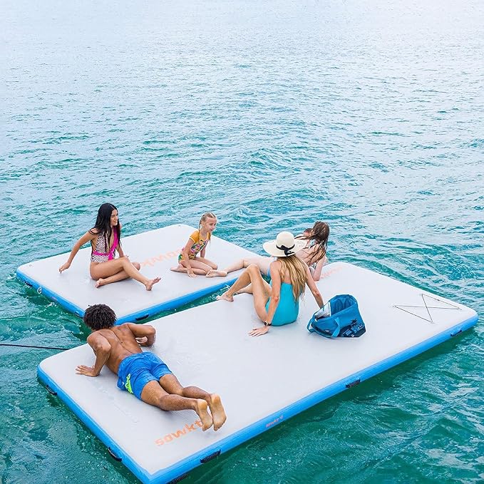 Inflatable Floating Dock for Lakes - (6' x 8’ and Dog Dock) - Large Floating Platform Lake Mat - Dog Water Ramp - Deck Floating Pad for Boats