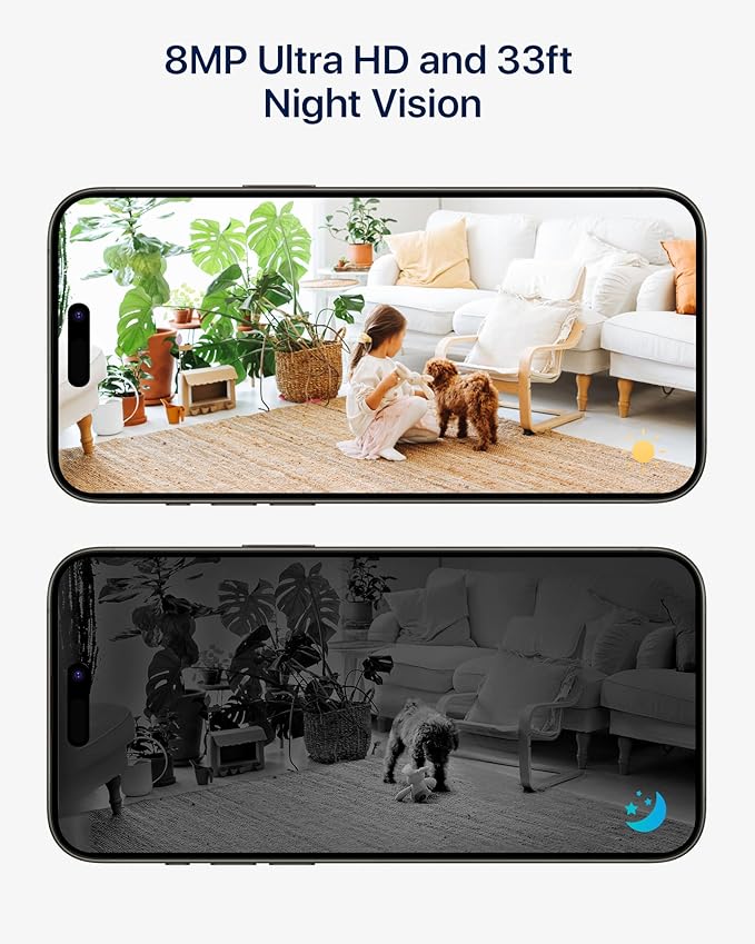 ZOSI 4K Pan/Tilt Smart Security Camera Indoor,Plug in 2.4/5GHz WiFi Camera,2 Way Video, Motion Tracking,8MP Baby/Pet Dog Monitor with Phone app, C519M8 360°View Home Cam, Cloud & Memory Card Storage
