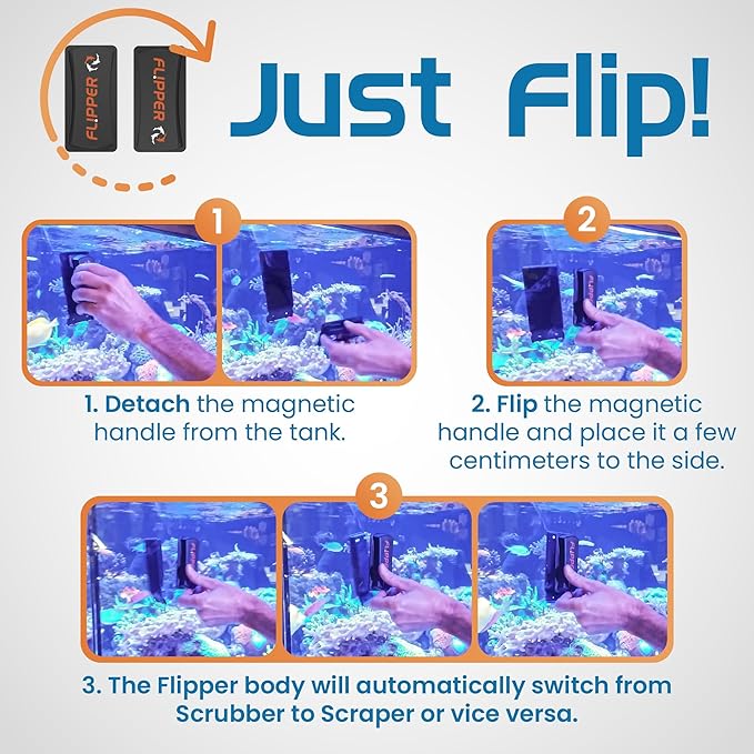 FL!PPER Flipper Magnetic Aquarium Glass Cleaner & Fish Tank Accessories | Effortless Algae Remover for Fish Tank (Standard)