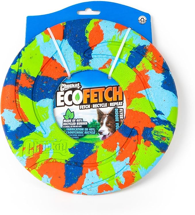 Chuckit! EcoFetch Flyer Rubber Dog Toy, Medium (8 Inch Diameter) Pack of 1, for Breeds 20-60 lbs