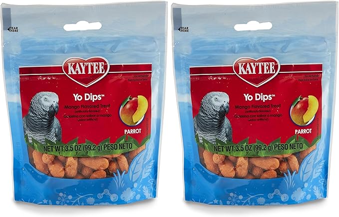 Kaytee Yo Dips Mango Flavored Yogurt Dipped Treat for Pet Parrots, 3.5 oz (Pack of 2)