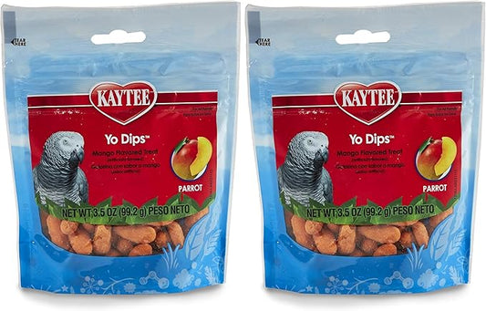Kaytee Yo Dips Mango Flavored Yogurt Dipped Treat for Pet Parrots, 3.5 oz (Pack of 2)