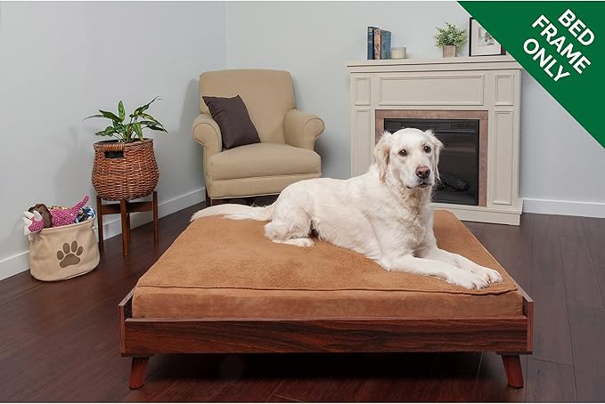 Furhaven (Old Version) Elevated Dog Bed Frame for 44" x 35" XL Dog Beds, Easy Assembly - Mid-Century Modern Bed Frame - Walnut, Jumbo/XL