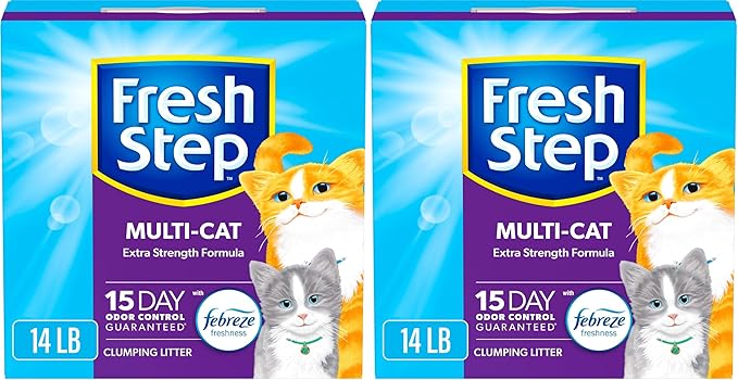 Fresh Step Clumping Cat Litter, Multi-Cat Odor Control, 14 lbs (Pack of 2)
