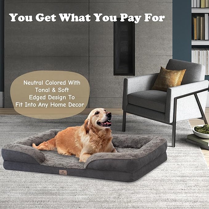 Orthopedic Dog Bed for Large Dogs - Big Washable Dog Sofa Beds Large, Supportive Foam Pet Couch Bed with Removable Washable Cover, Waterproof Lining and Nonskid Bottom