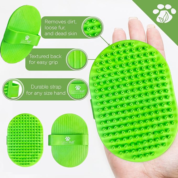 Lillian Ruff Waterless No-Rinse Dog Dry Shampoo Spray with Hydrating Essential Oils - pH-Balanced Dry Shampoo for Dogs - Clean, Condition, Detangle & Deodorize Dry, Sensitive Skin (16oz/Brush)