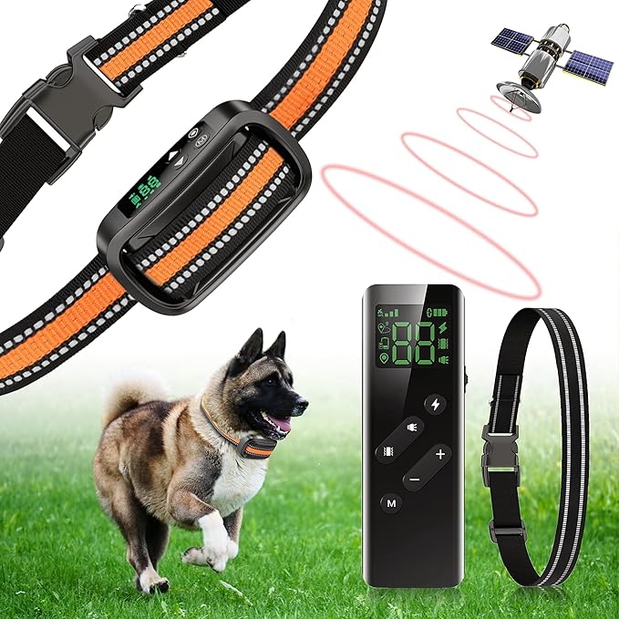 Homrich 2 in 1 GPS Wireless Dog Fence and Training Collar, IPX7 Waterproof Pet Containment and Behavior Training Fence Dog Collar for Medium to Large Dogs (Upgraded M10 Chip)
